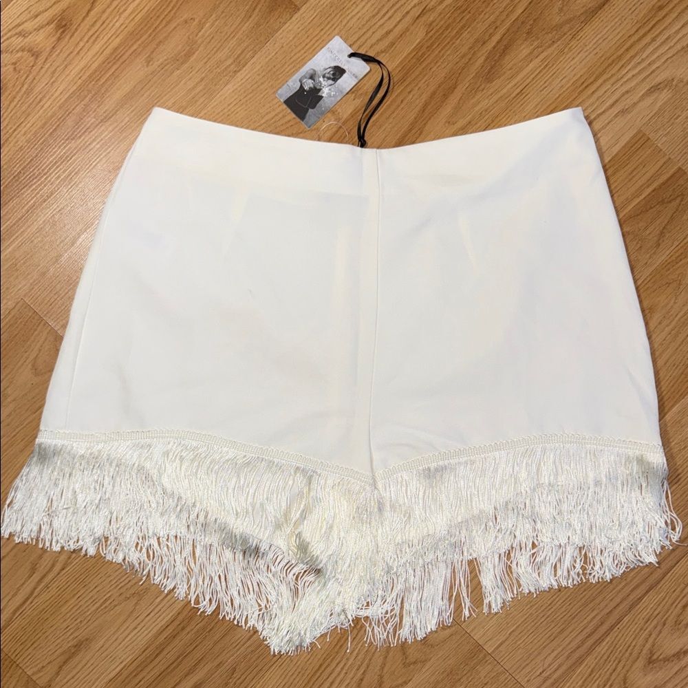 NWT Sincerely Jules White Fringe High Rise Shorts Western Large